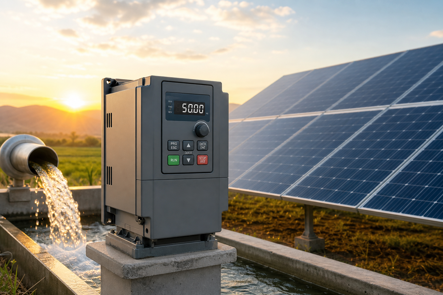 Solar drive with panels and water pumping